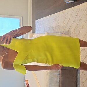 NWT WOMEN'S ASOS OFF SHOULDER MIDI DRESS BRIGHT NEON YELLOW $169 SZ 6